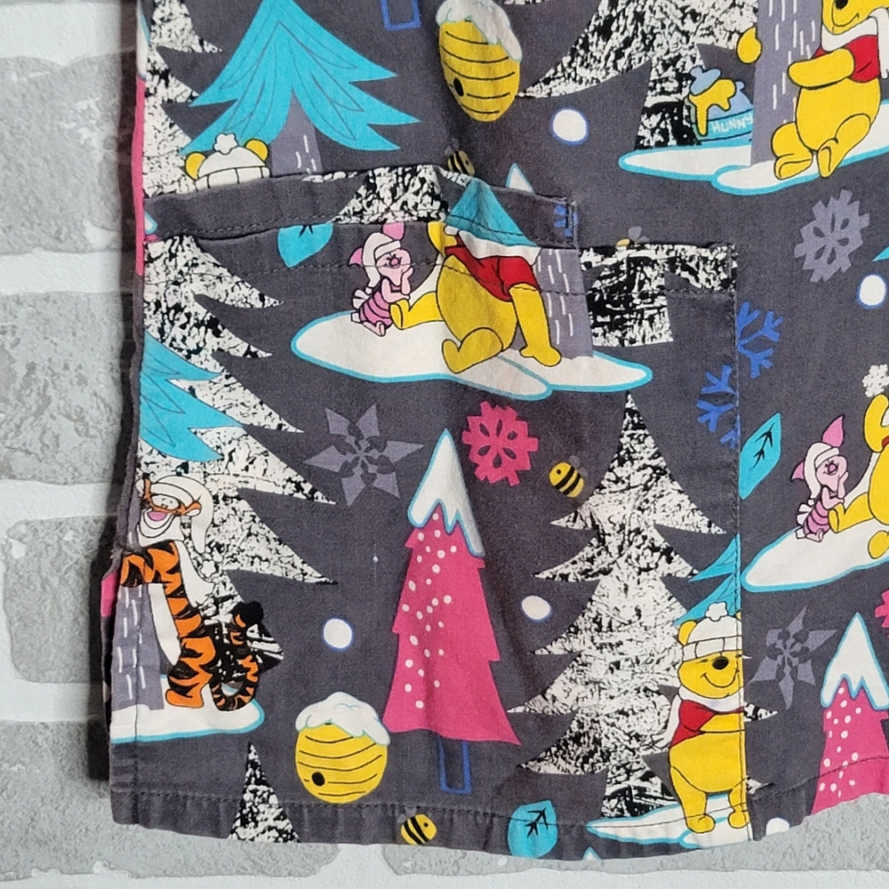 Disney Winnie-the-Pooh and Gang Winter Themed Scrubs Medical Women's Size S - Picture 7 of 11